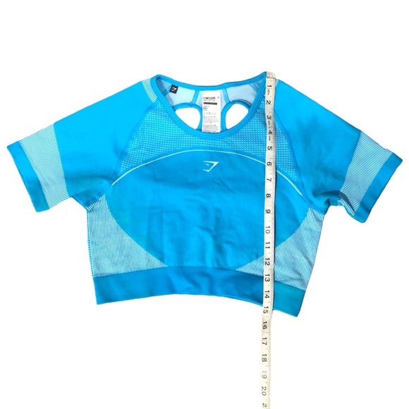 Gymshark Ultra Seamless Crop Top, Keyhole Back, Neon Blue - Picture 4 of 8